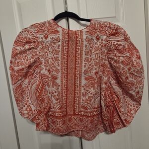 FARM Rio Red and White Floral Blouse